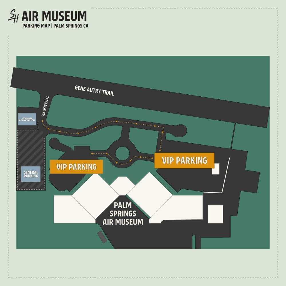 image of parking map showing parking at air museum palm springs ca